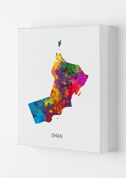 Oman Watercolour Map Art Print by Michael Tompsett Canvas