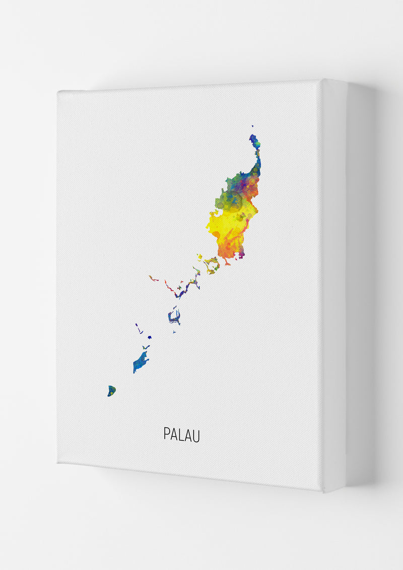 Palau Watercolour Map Art Print by Michael Tompsett Canvas