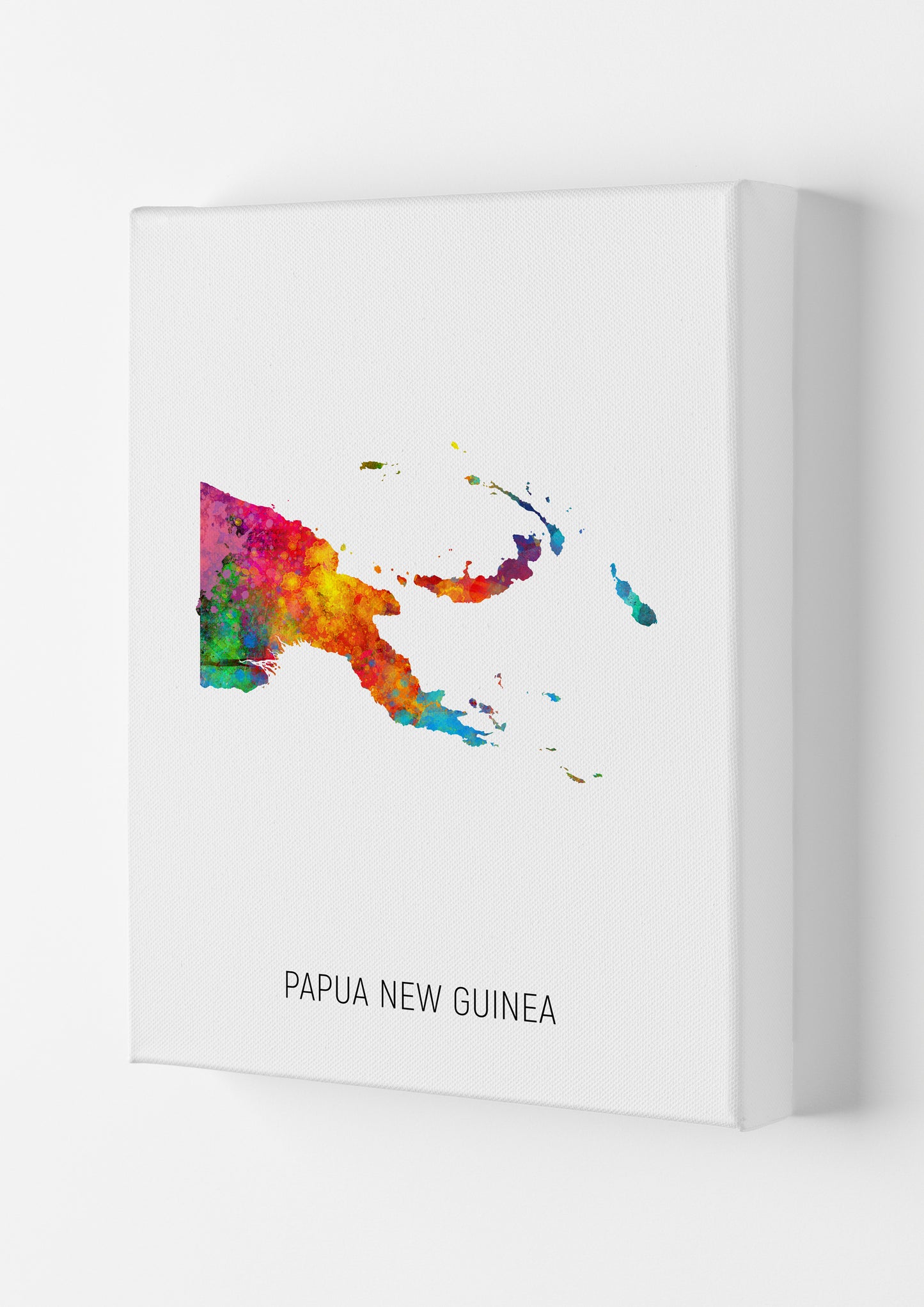 Papua New Guinea Watercolour Map Print by Michael Tompsett Canvas