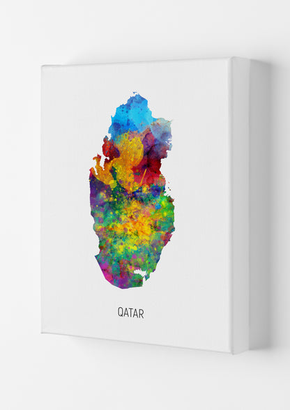 Qatar Watercolour Map Art Print by Michael Tompsett Canvas