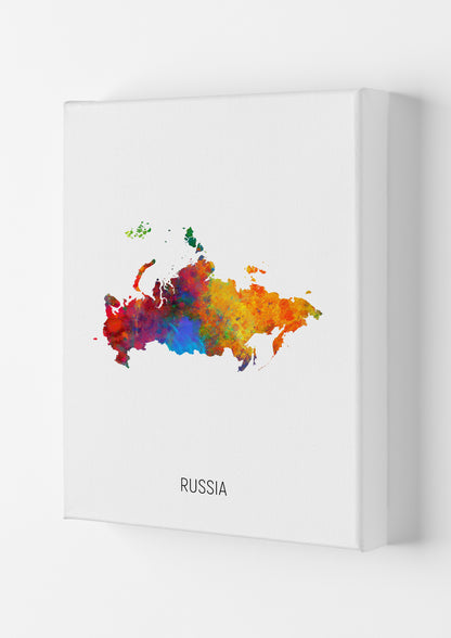 Russia Watercolour Map Art Print by Michael Tompsett Canvas