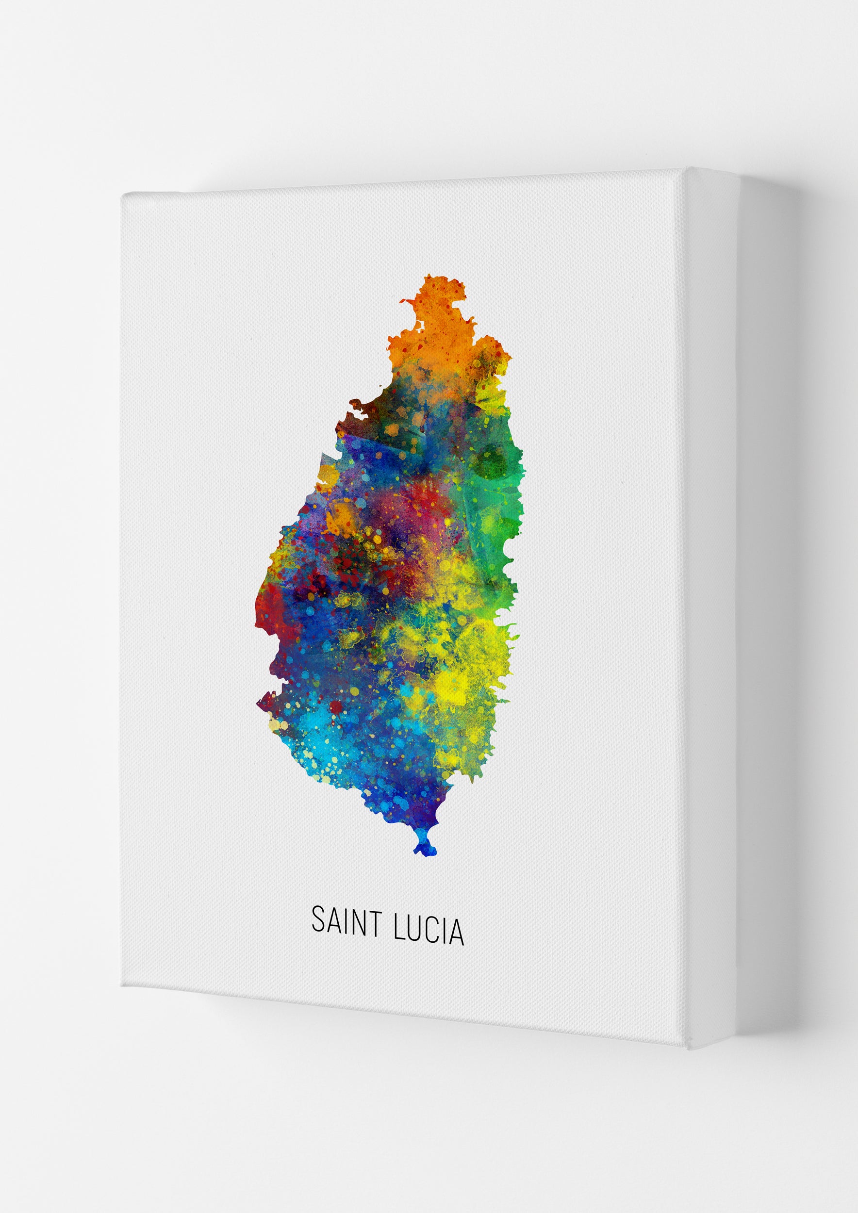 Saint Lucia Watercolour Map Art Print by Michael Tompsett Canvas