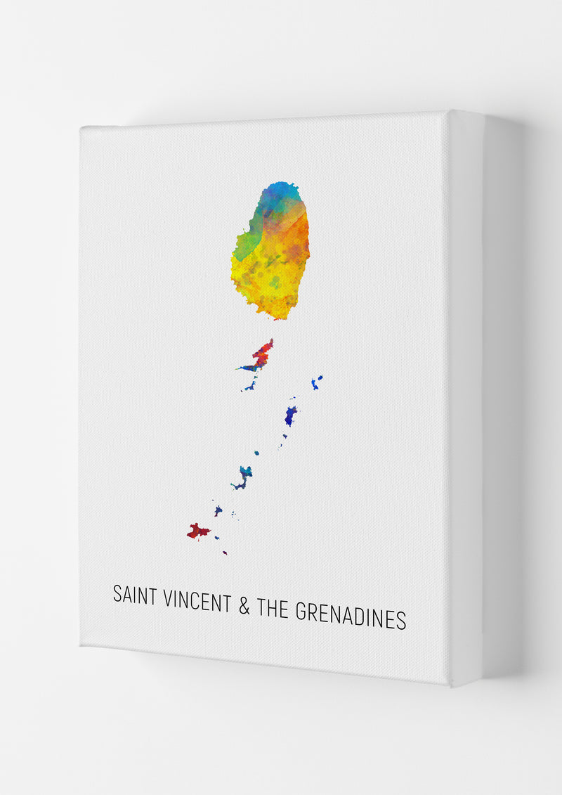 Saint Vincent And The Grenadines Watercolour Map  by Michael Tompsett Canvas