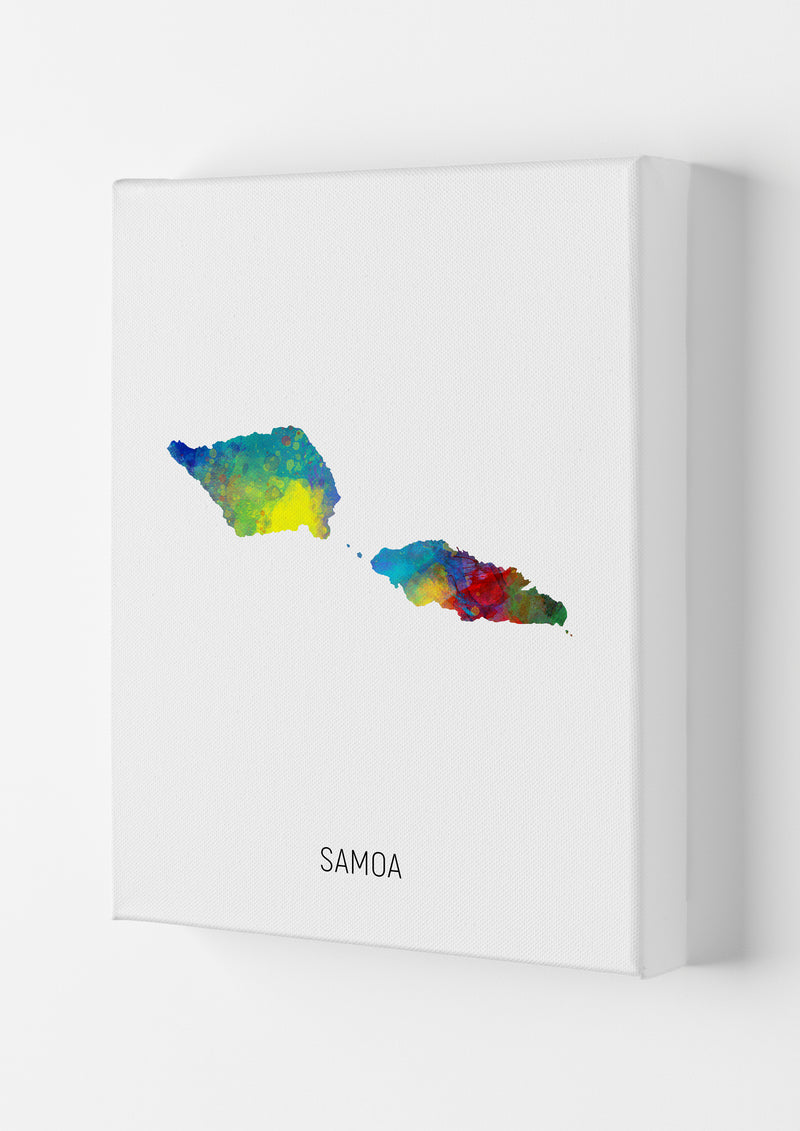 Samoa Watercolour Map Art Print by Michael Tompsett Canvas