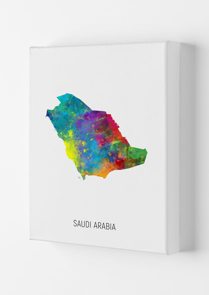 Saudi Arabia Watercolour Map Art Print by Michael Tompsett Canvas