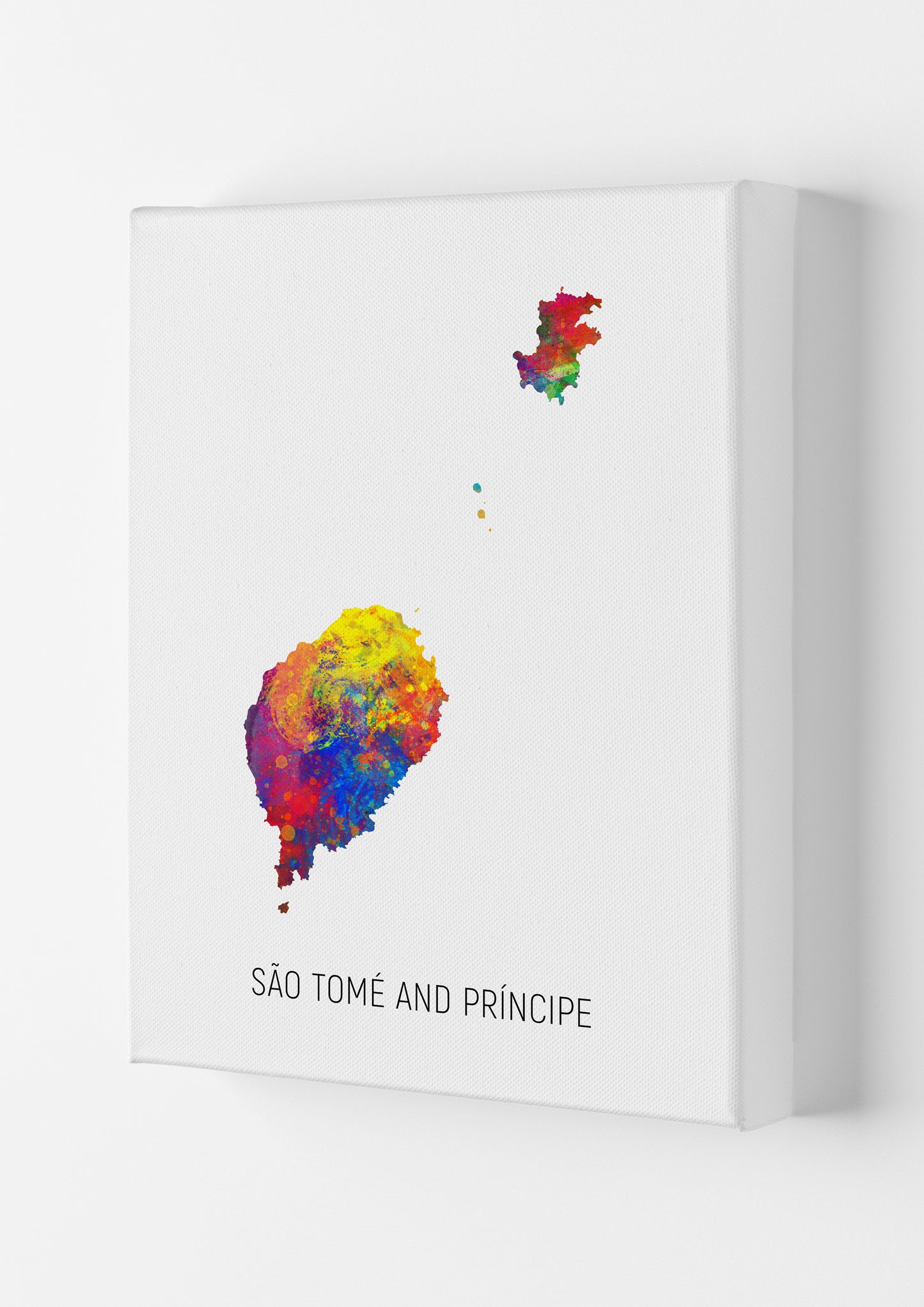 Sao Tome And Principe Watercolour Map  by Michael Tompsett Canvas