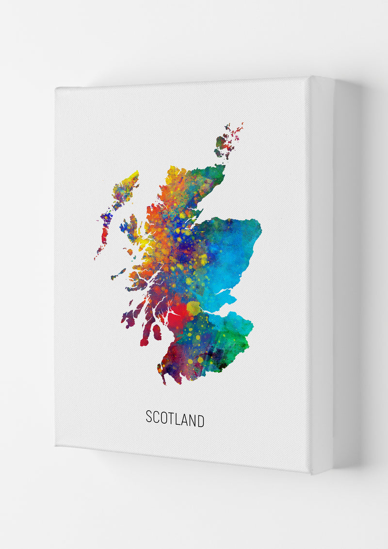 Scotland Watercolour Map Art Print by Michael Tompsett Canvas