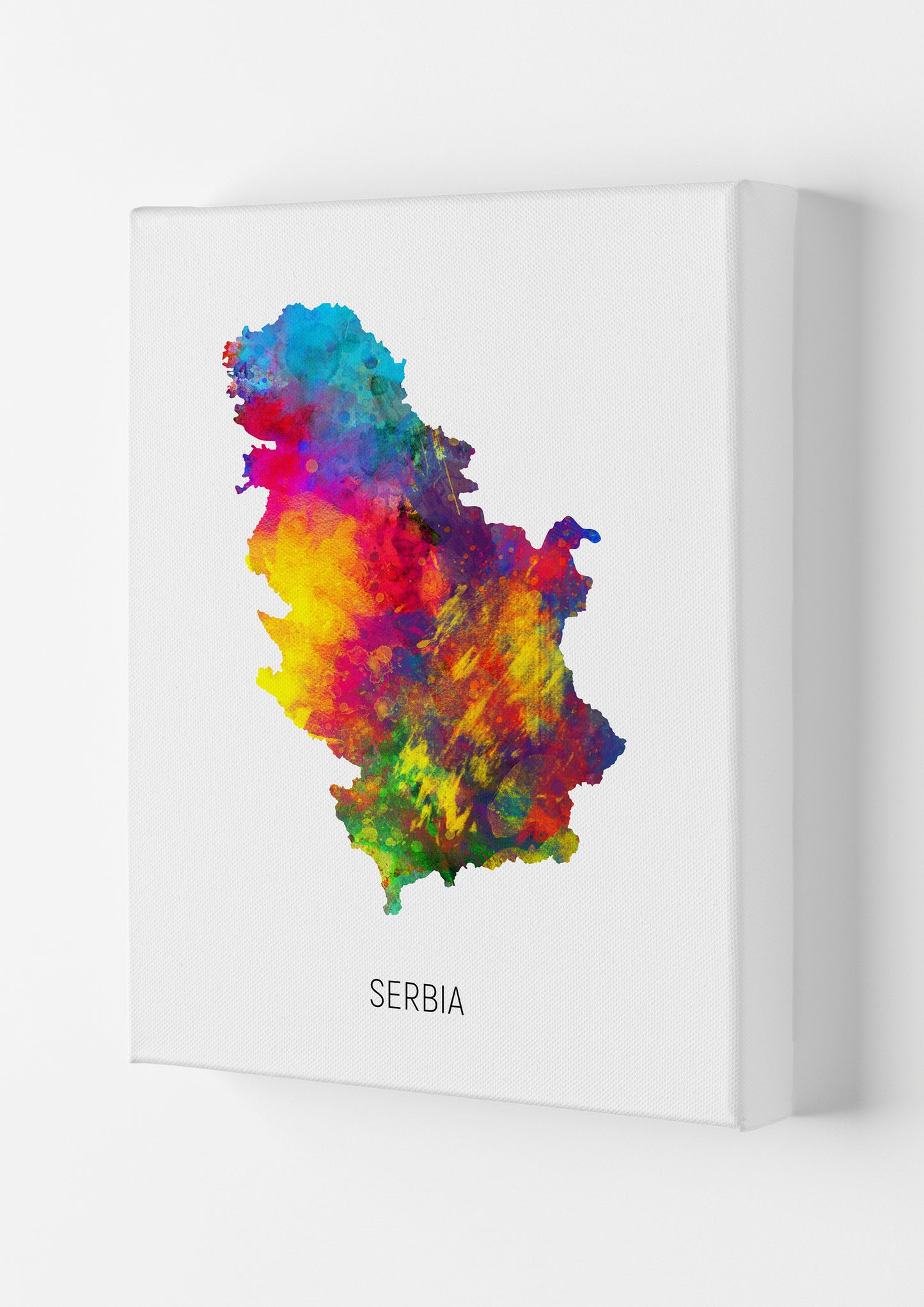 Serbia Watercolour Map Art Print by Michael Tompsett Canvas