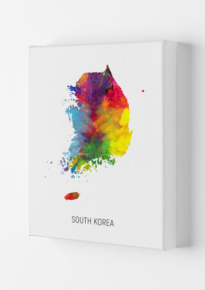 South Korea Watercolour Map Art Print by Michael Tompsett Canvas
