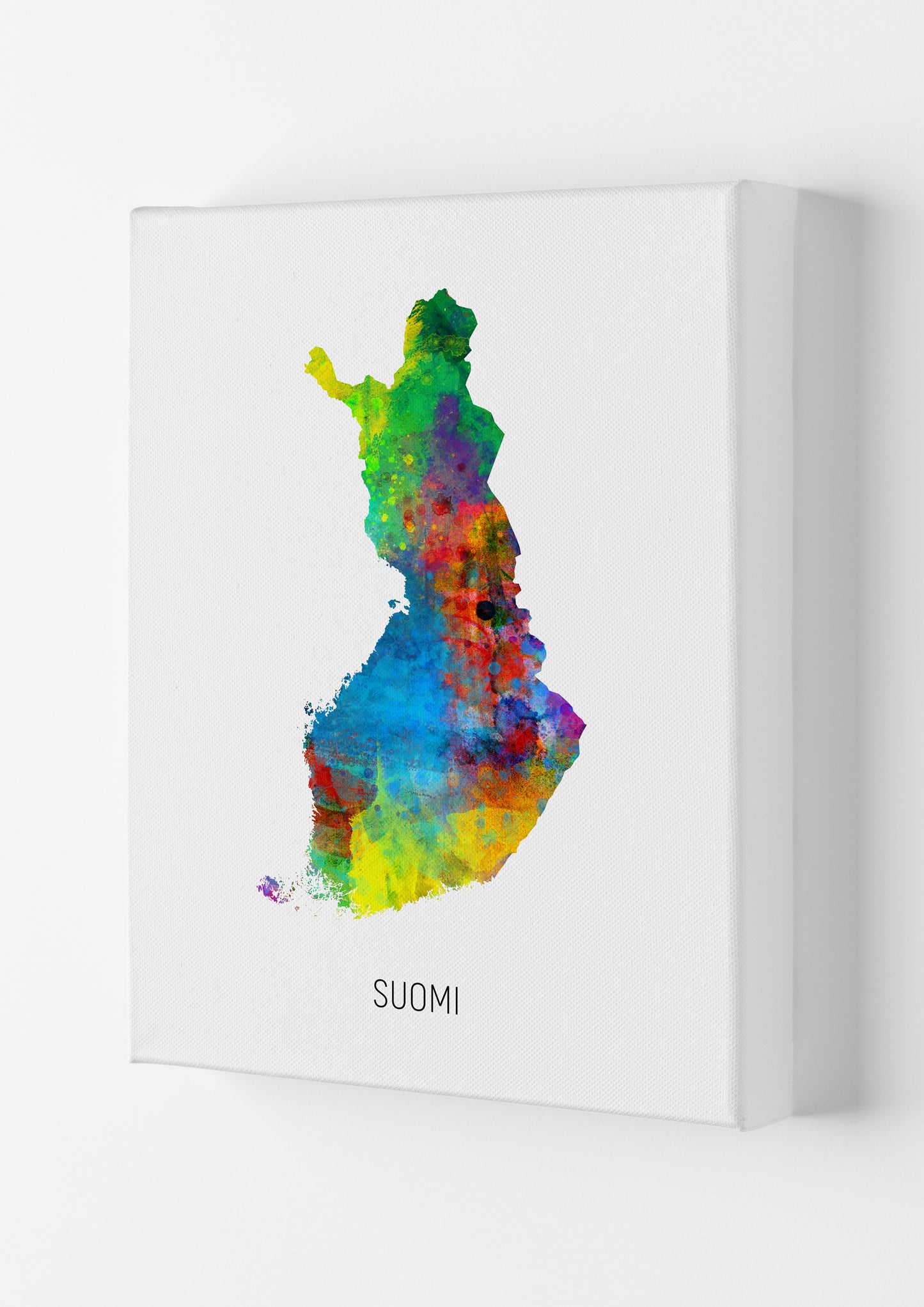 Suomi Watercolour Map Art Print by Michael Tompsett Canvas