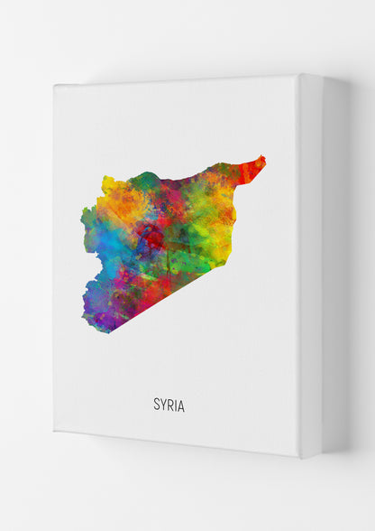 Syria Watercolour Map Art Print by Michael Tompsett Canvas