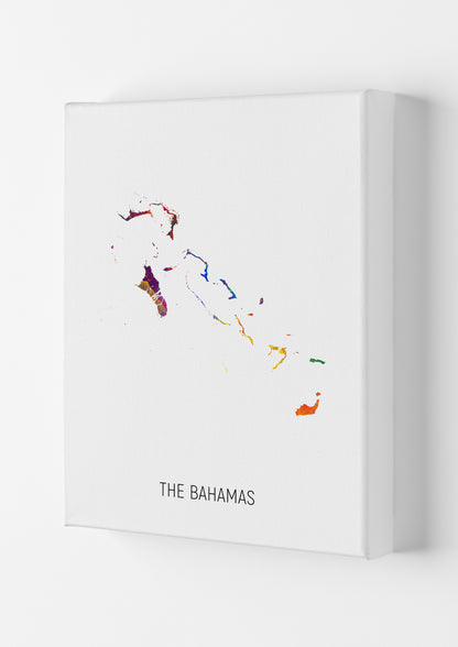 The Bahamas Watercolour Map Art Print by Michael Tompsett Canvas