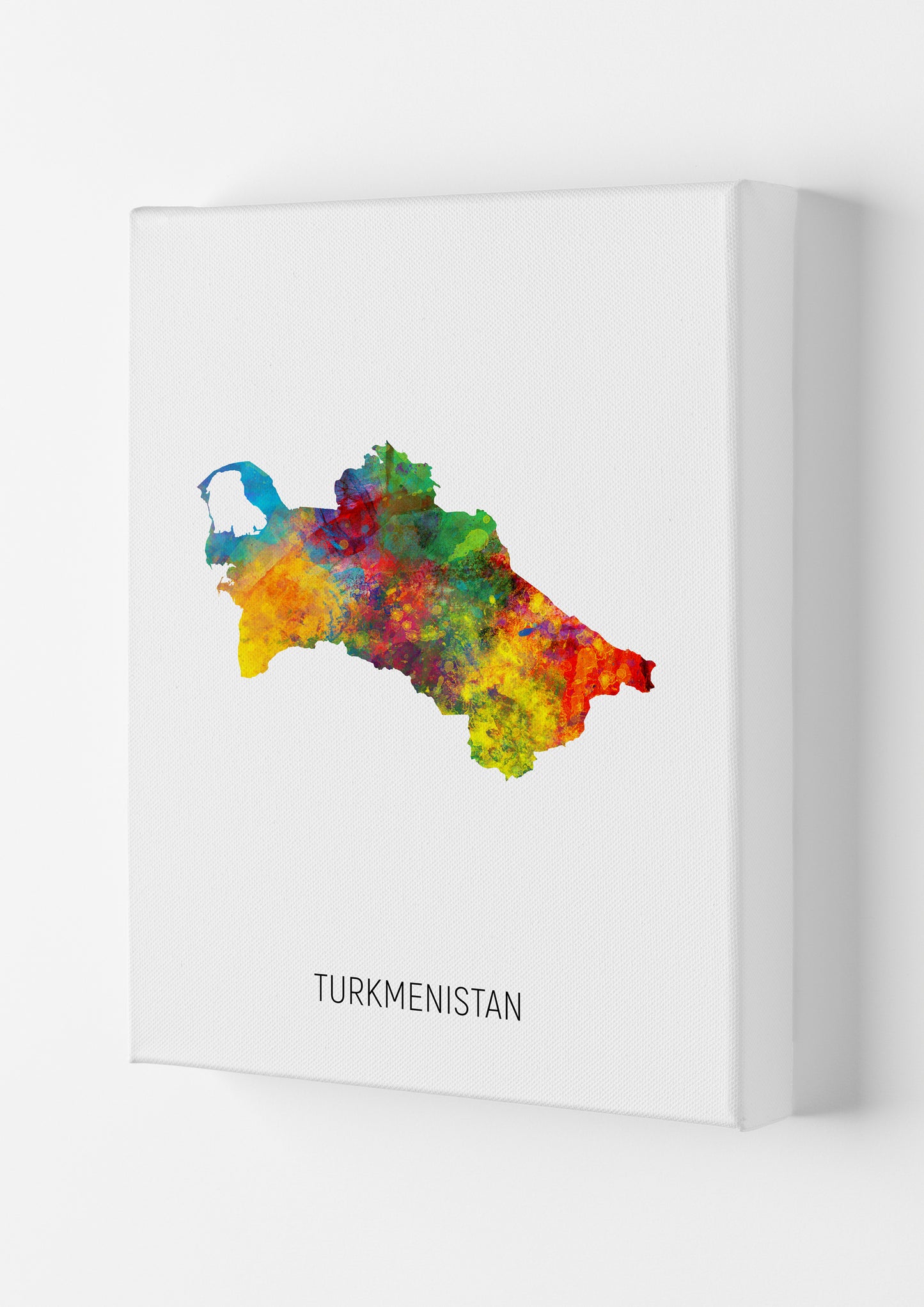 Turkmenistan Watercolour Map Art Print by Michael Tompsett Canvas