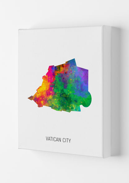 Vatican City Watercolour Map Art Print by Michael Tompsett Canvas