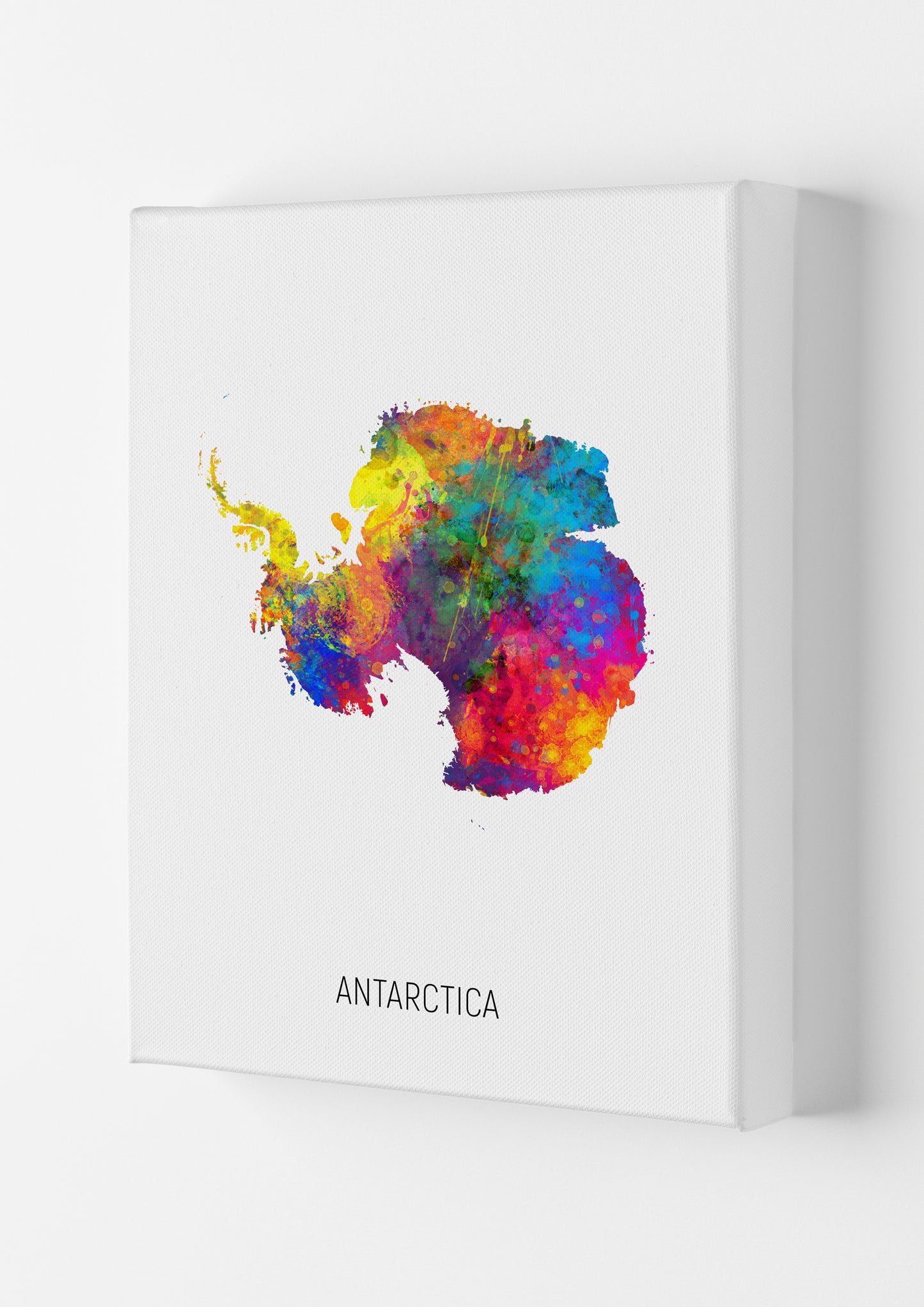 Antarctica Watercolour Map Art Print by Michael Tompsett Canvas