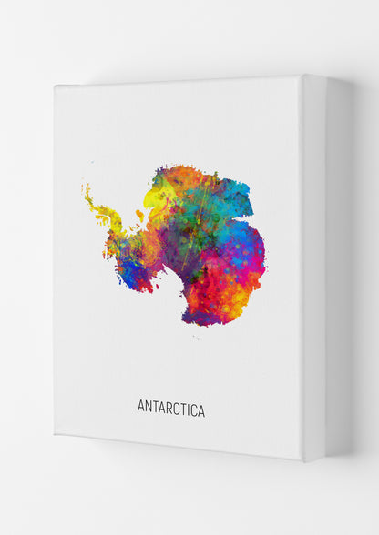 Antarctica Watercolour Map Art Print by Michael Tompsett Canvas