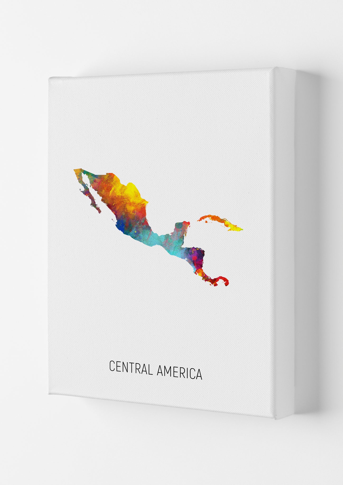 Central America Watercolour Map Art Print by Michael Tompsett Canvas