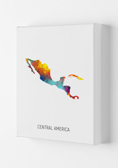 Central America Watercolour Map Art Print by Michael Tompsett Canvas