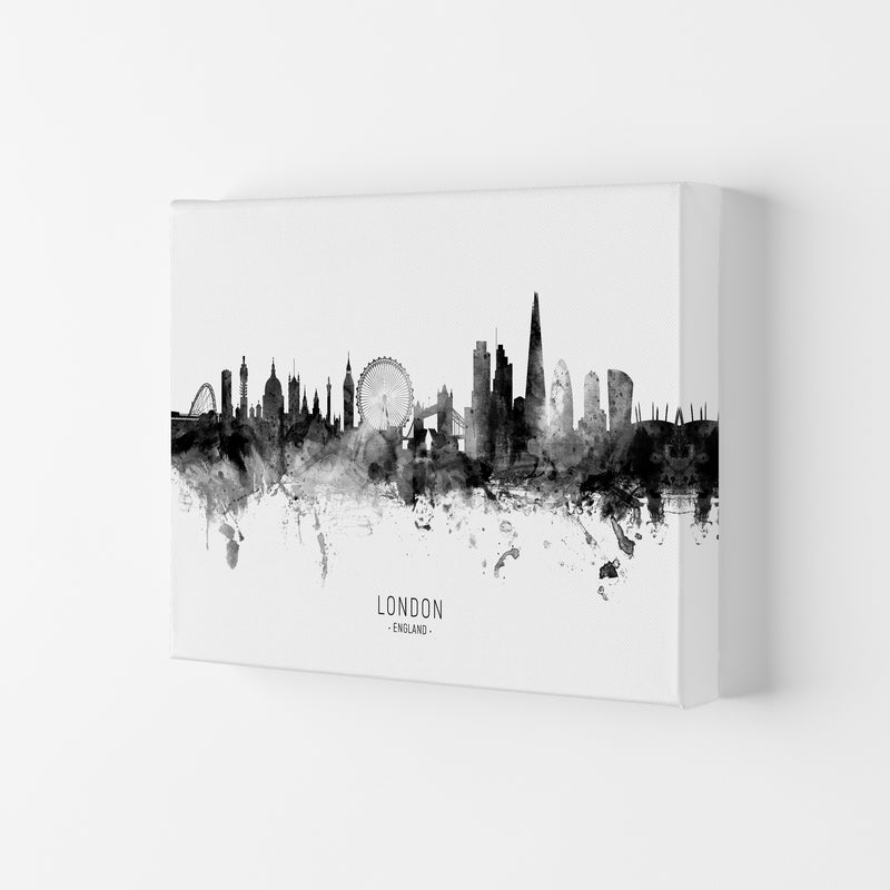 London England Skyline Black White City Name  by Michael Tompsett Canvas