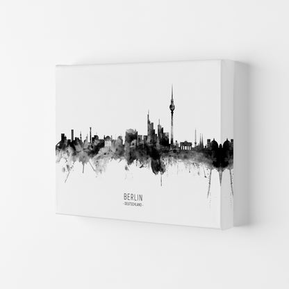 Berlin Germany Skyline Black White City Name  by Michael Tompsett Canvas