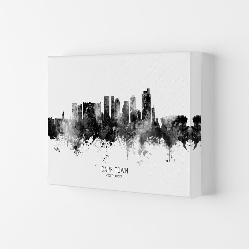 Cape Town South Africa Skyline Black White City Name  by Michael Tompsett Canvas