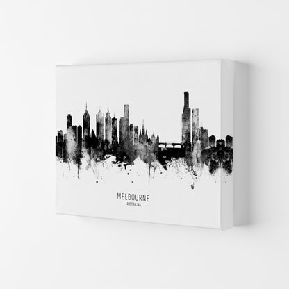 Melbourne Australia Skyline Black White City Name  by Michael Tompsett Canvas