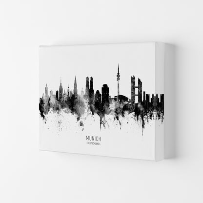 Munich Germany Skyline Black White City Name  by Michael Tompsett Canvas