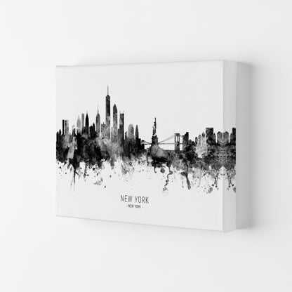 New York New York Skyline Black White City Name  by Michael Tompsett Canvas