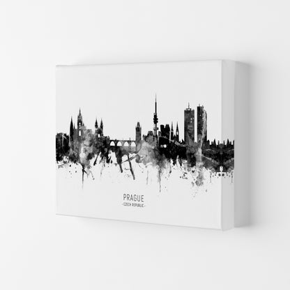 Prague Czech Republic Skyline Black White City Name  by Michael Tompsett Canvas
