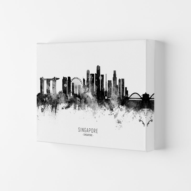 Singapore Singapore Skyline Black White City Name  by Michael Tompsett Canvas