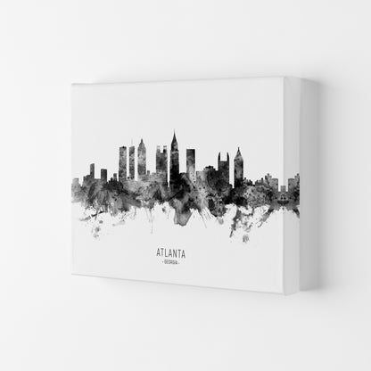 Atlanta Georgia Skyline Black White City Name  by Michael Tompsett Canvas
