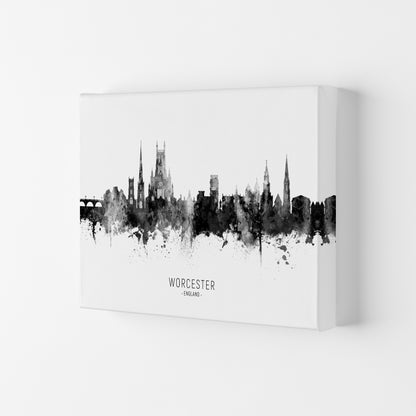 Worcester England Skyline Black White City Name  by Michael Tompsett Canvas