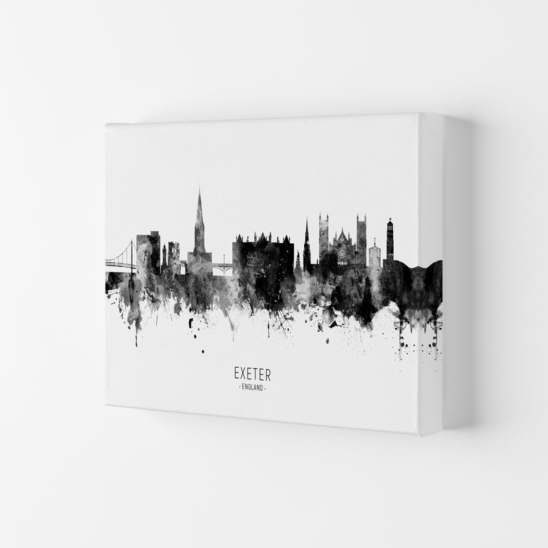 Exeter England Skyline Black White City Name  by Michael Tompsett Canvas