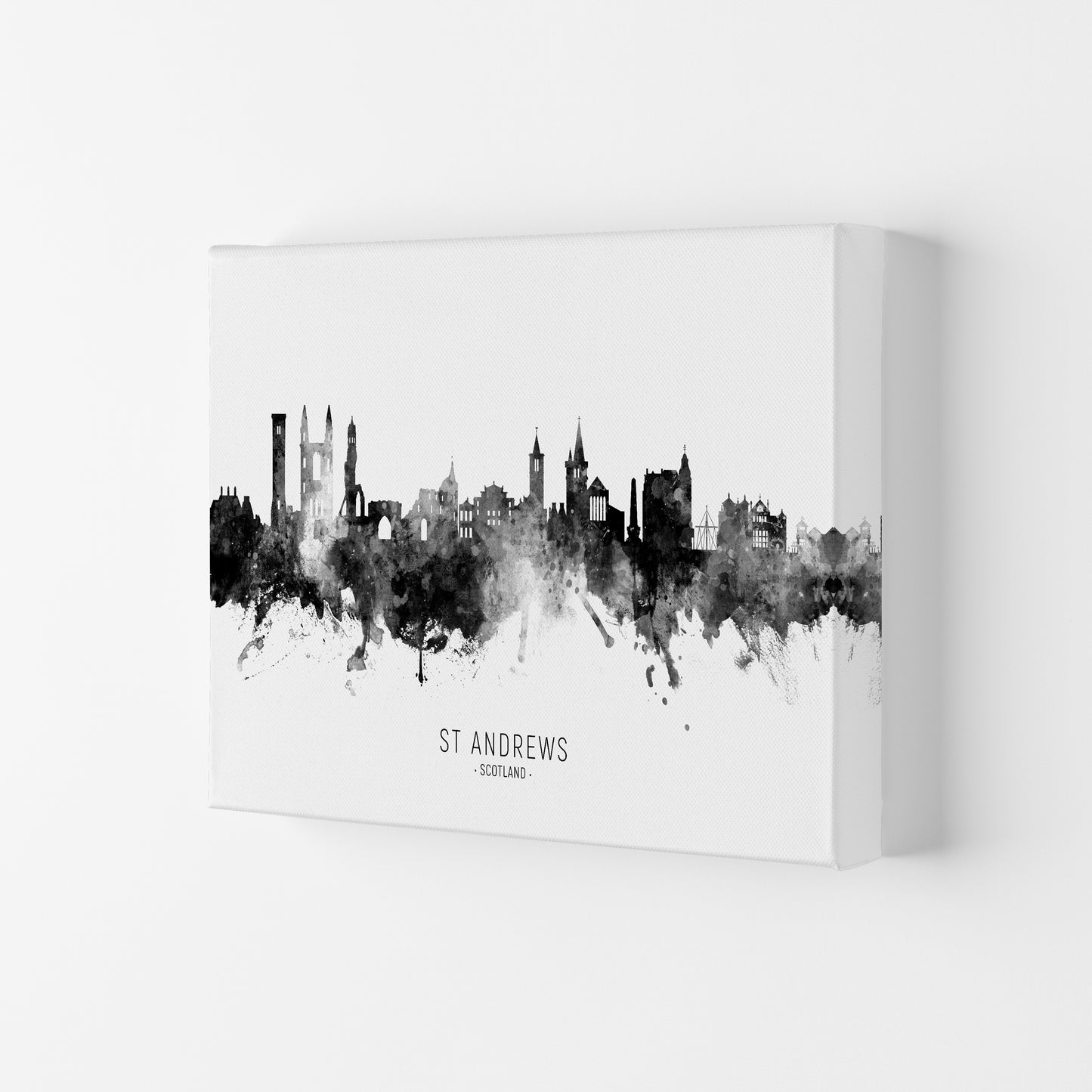 St Andrews Scotland Skyline Black White City Name  by Michael Tompsett Canvas