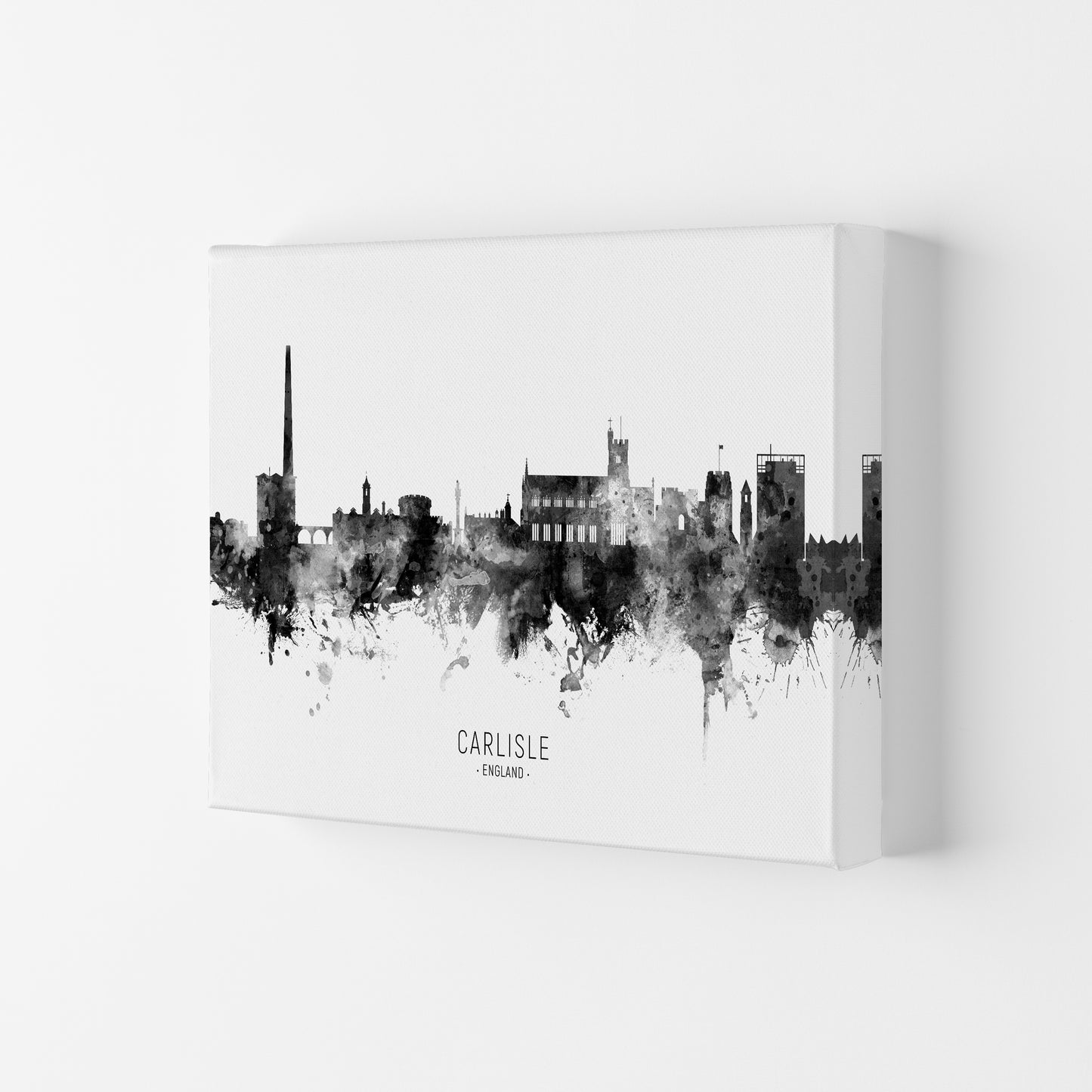 Carlisle England Skyline Black White City Name  by Michael Tompsett Canvas