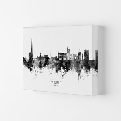 Carlisle England Skyline Black White City Name  by Michael Tompsett Canvas