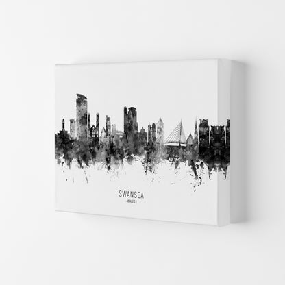 Swansea Wales Skyline Black White City Name  by Michael Tompsett Canvas