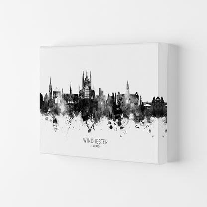 Winchester England Skyline Black White City Name  by Michael Tompsett Canvas