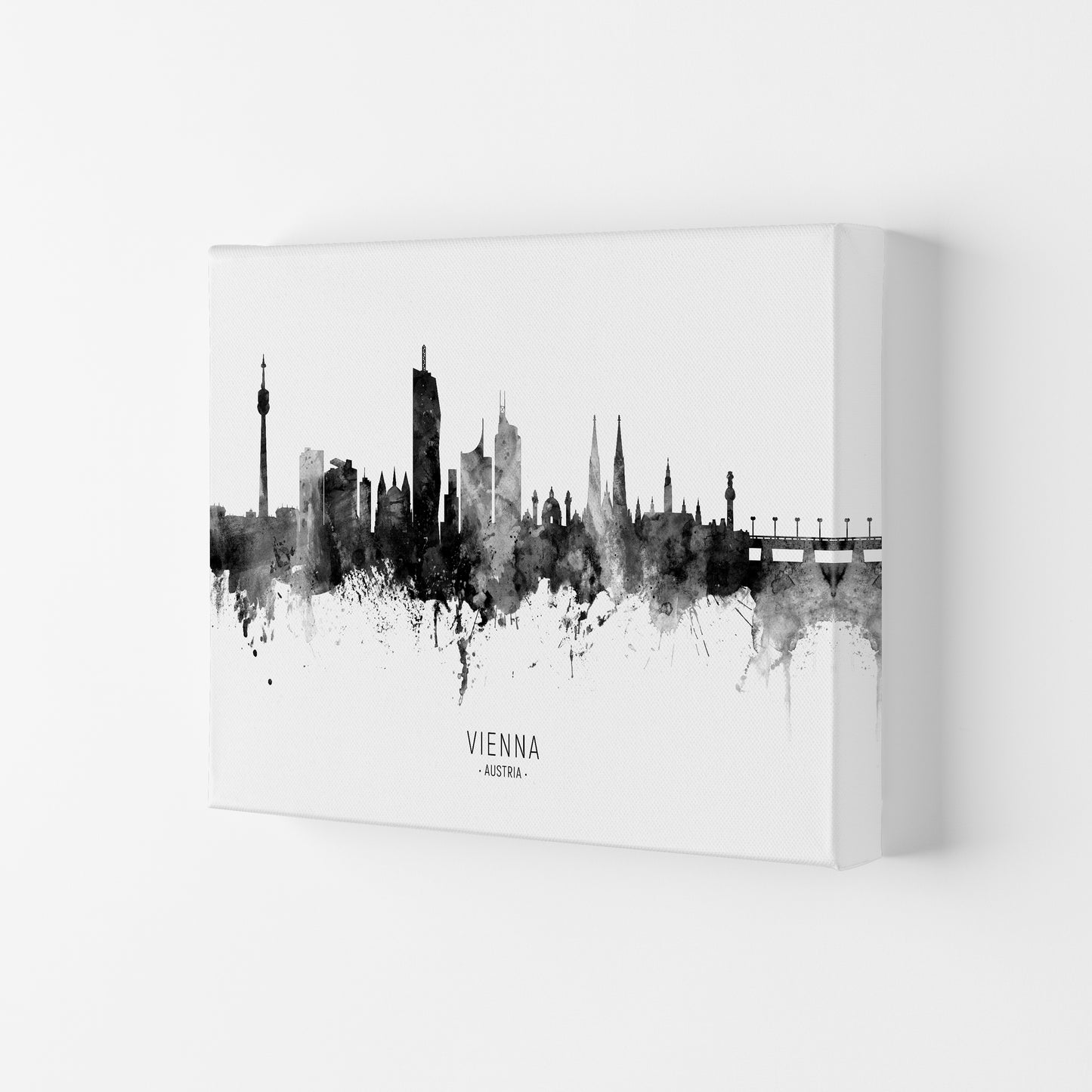 Vienna Austria Skyline Black White City Name  by Michael Tompsett Canvas