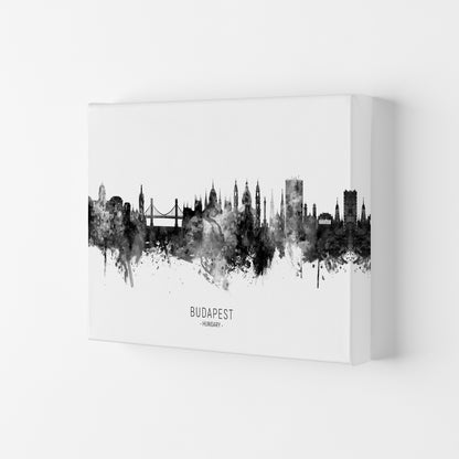 Budapest Hungary Skyline Black White City Name  by Michael Tompsett Canvas