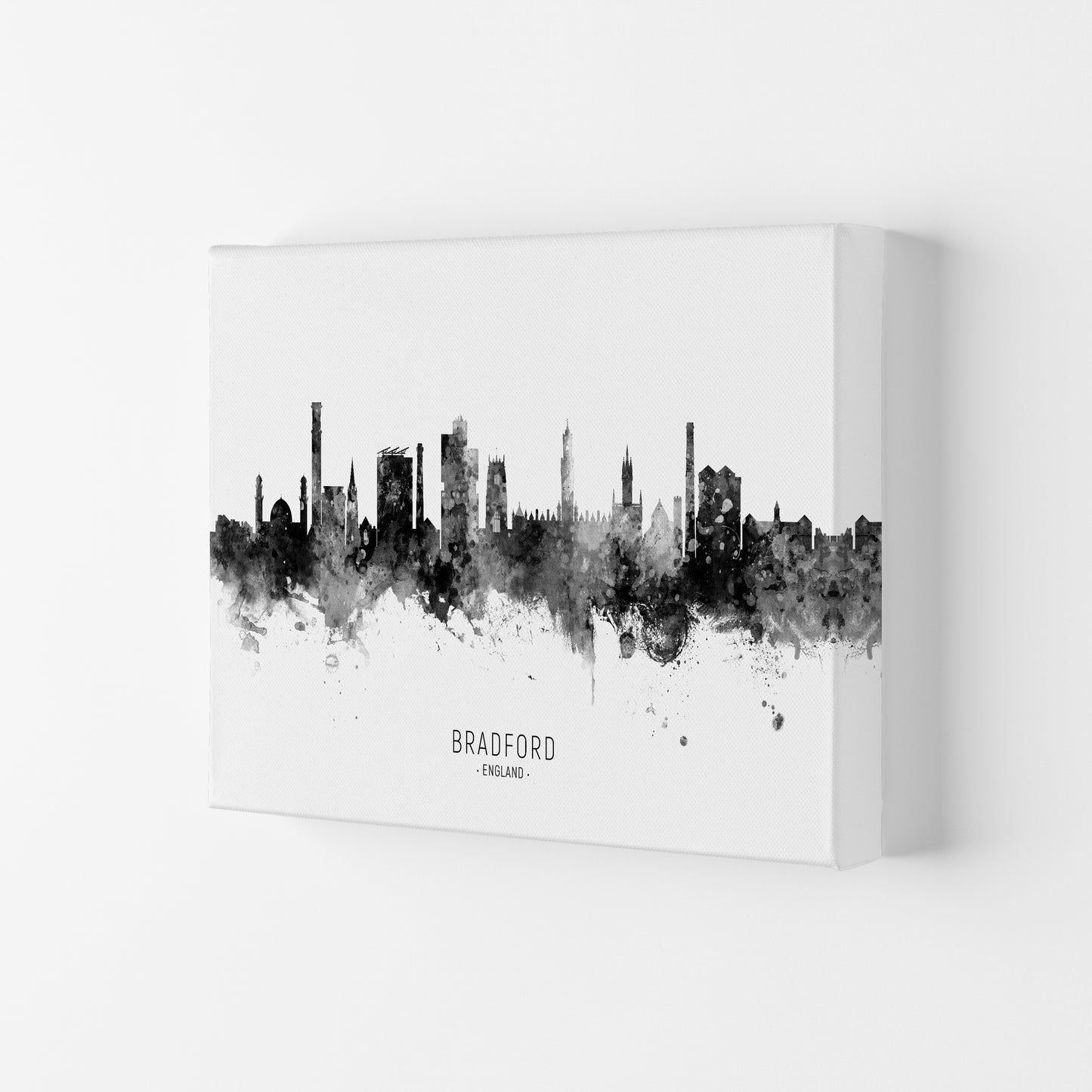 Bradford England Skyline Black White City Name  by Michael Tompsett Canvas