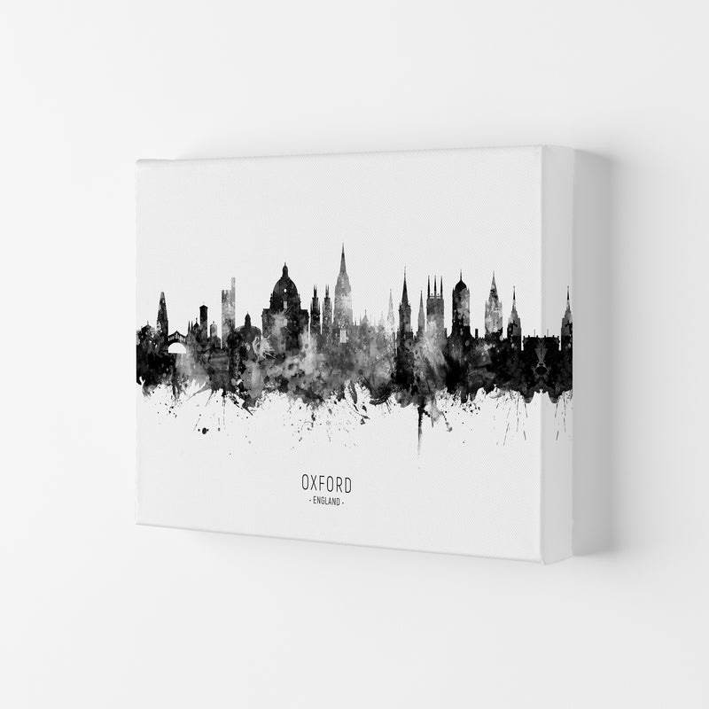 Oxford England Skyline Black White City Name  by Michael Tompsett Canvas
