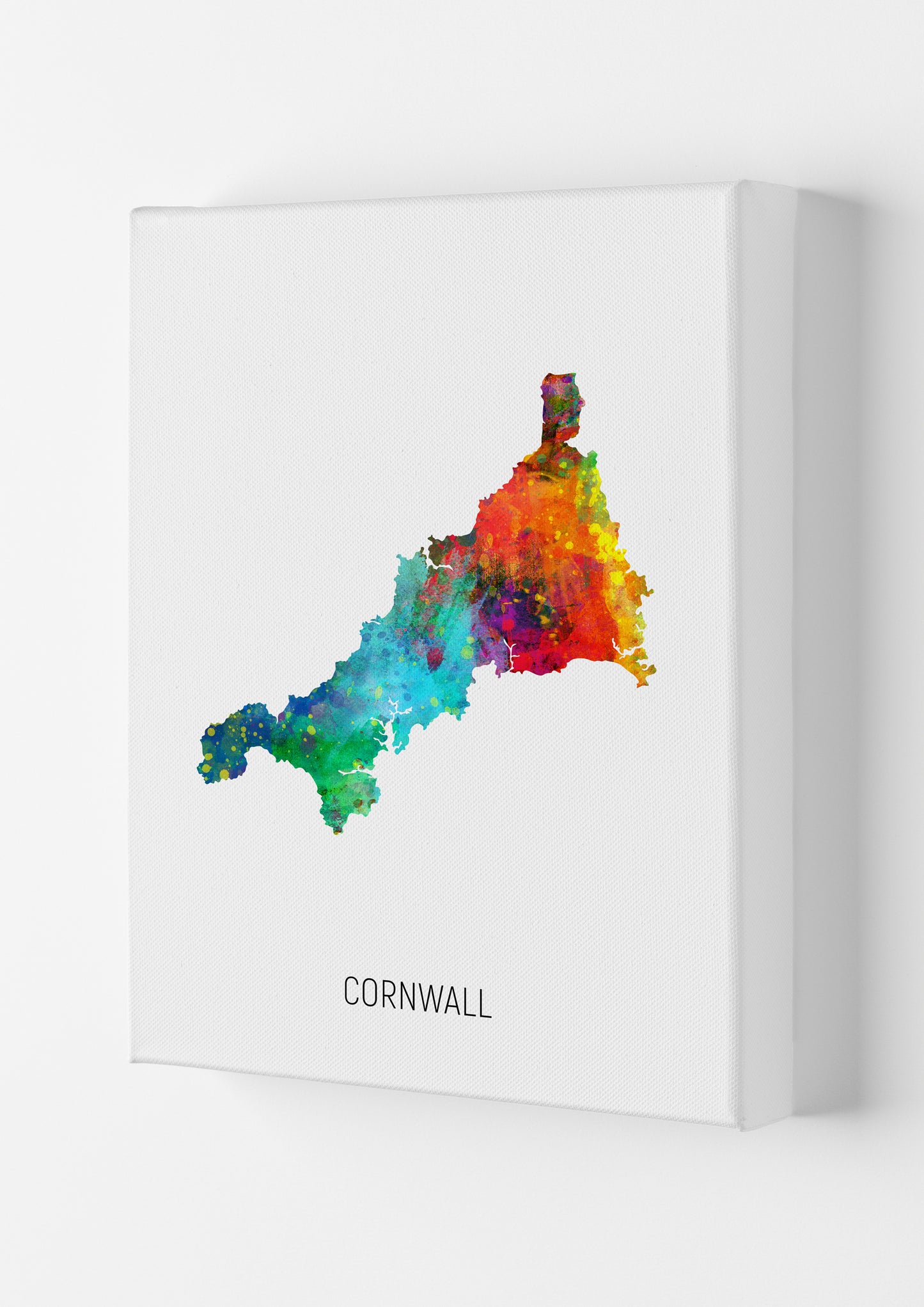 Cornwall Watercolour Map Art Print by Michael Tompsett Canvas