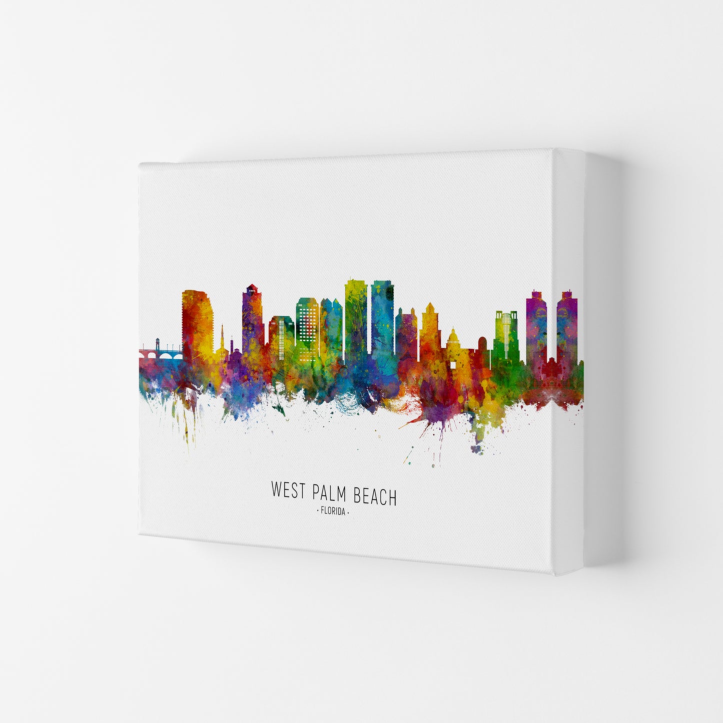 West Palm Beach Florida Skyline Art Print by Michael Tompsett Canvas