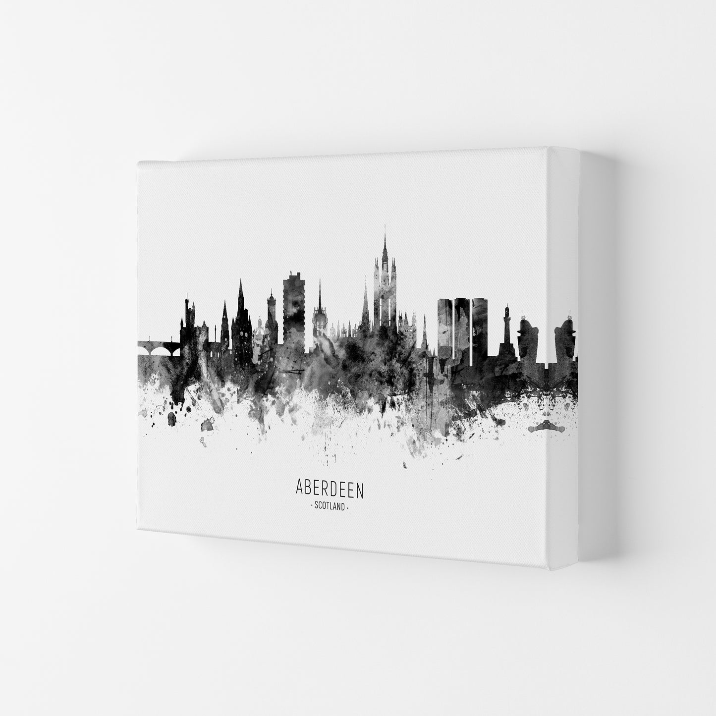 Aberdeen Scotland Skyline Black White City Name  by Michael Tompsett Canvas