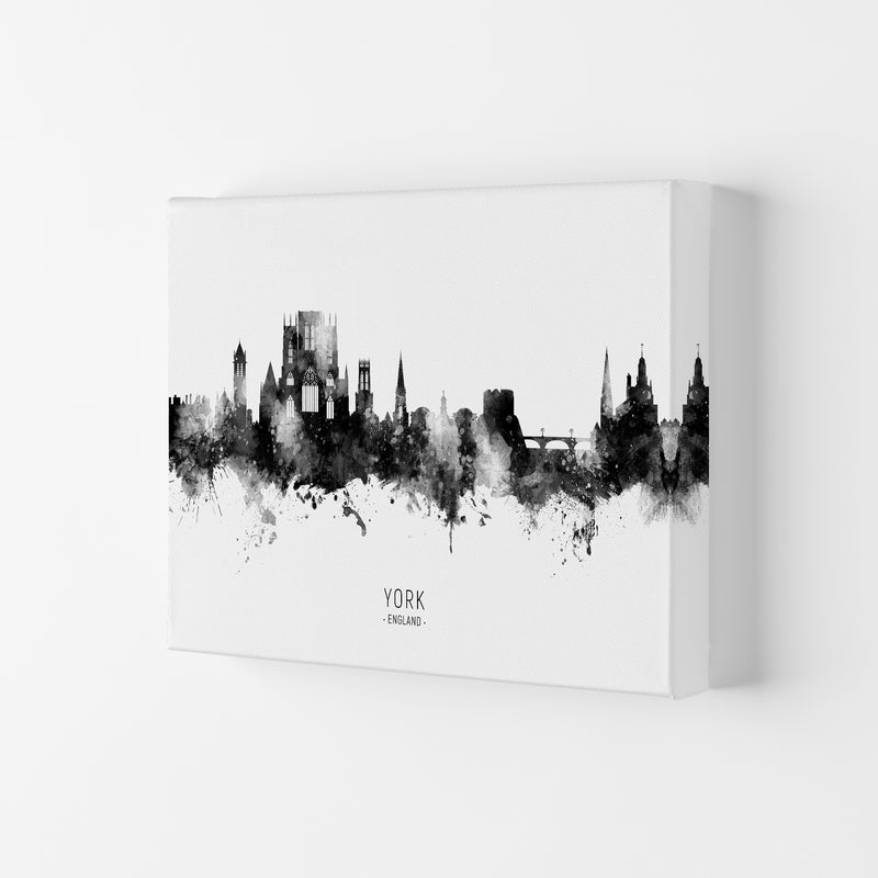 York England Skyline Black White City Name  by Michael Tompsett Canvas