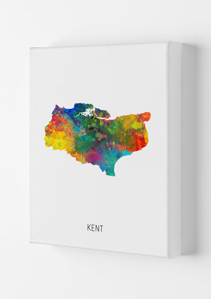 Kent Watercolour Map Art Print by Michael Tompsett Canvas