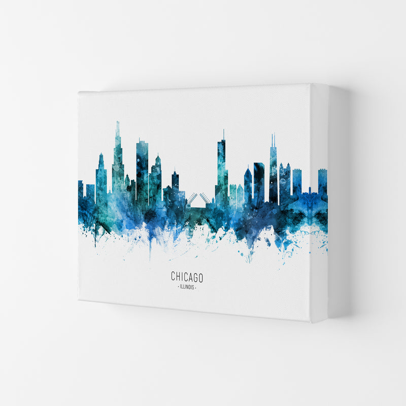 Chicago Illinois Skyline Blue City Name  by Michael Tompsett Canvas