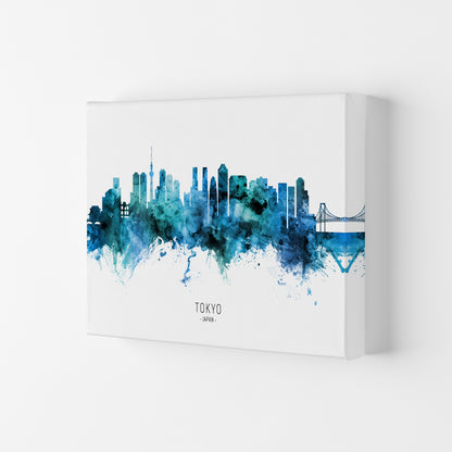 Tokyo Japan Skyline Blue City Name Print by Michael Tompsett Canvas
