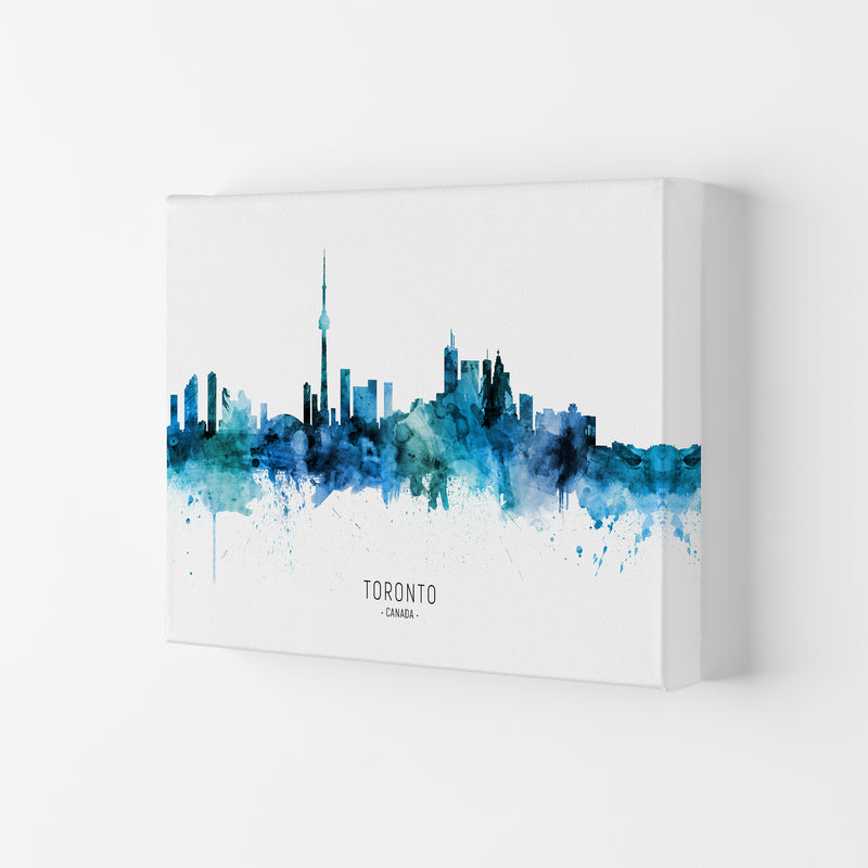 Toronto Canada Skyline Blue City Name  by Michael Tompsett Canvas